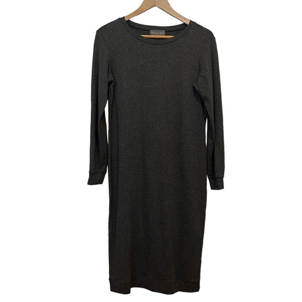 Michael Stars Size S Gray Long Sleeve Midi T-Shirt Dress